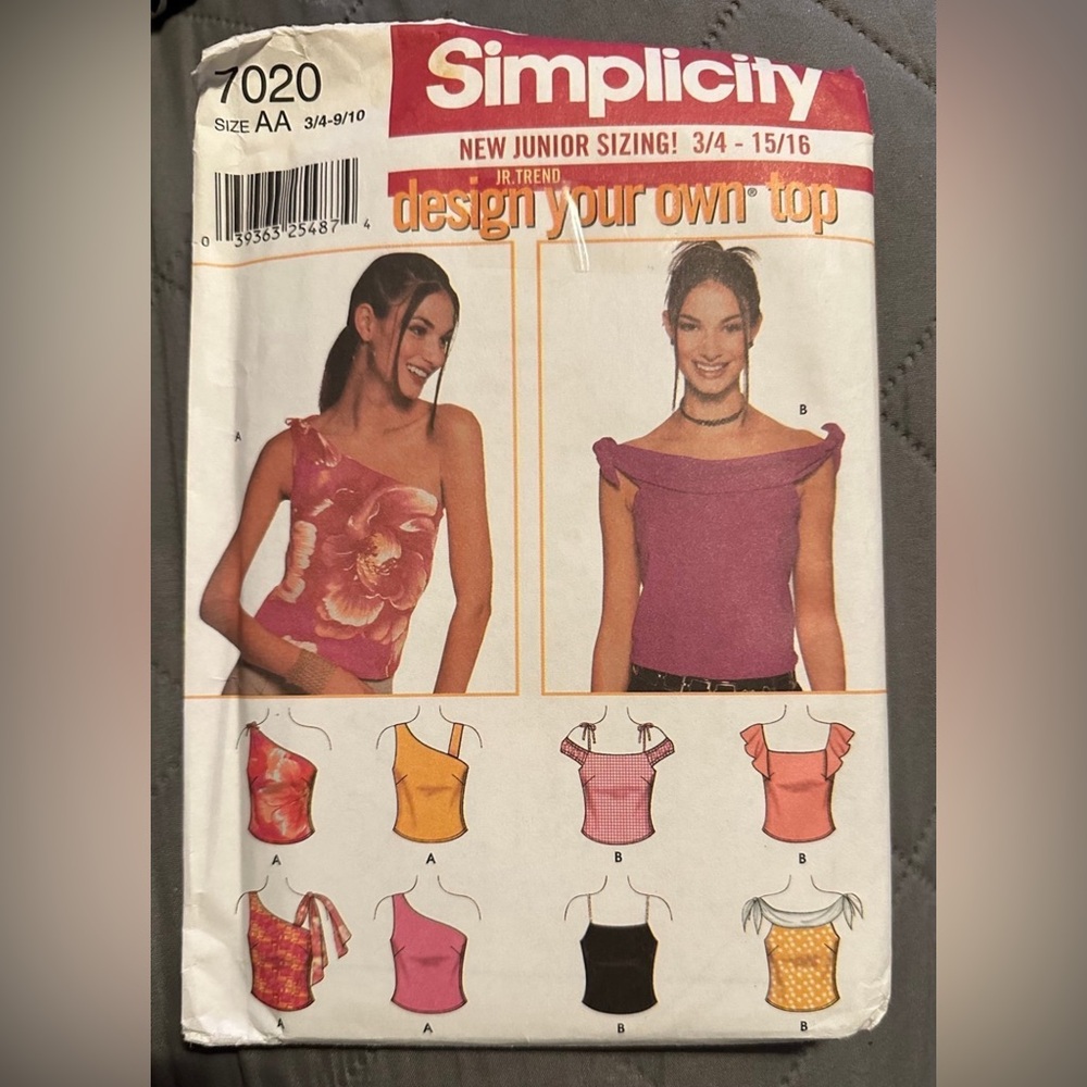 Clothes Pattern Simplicity #7020 2001 Teen Girl shirt - Uncut